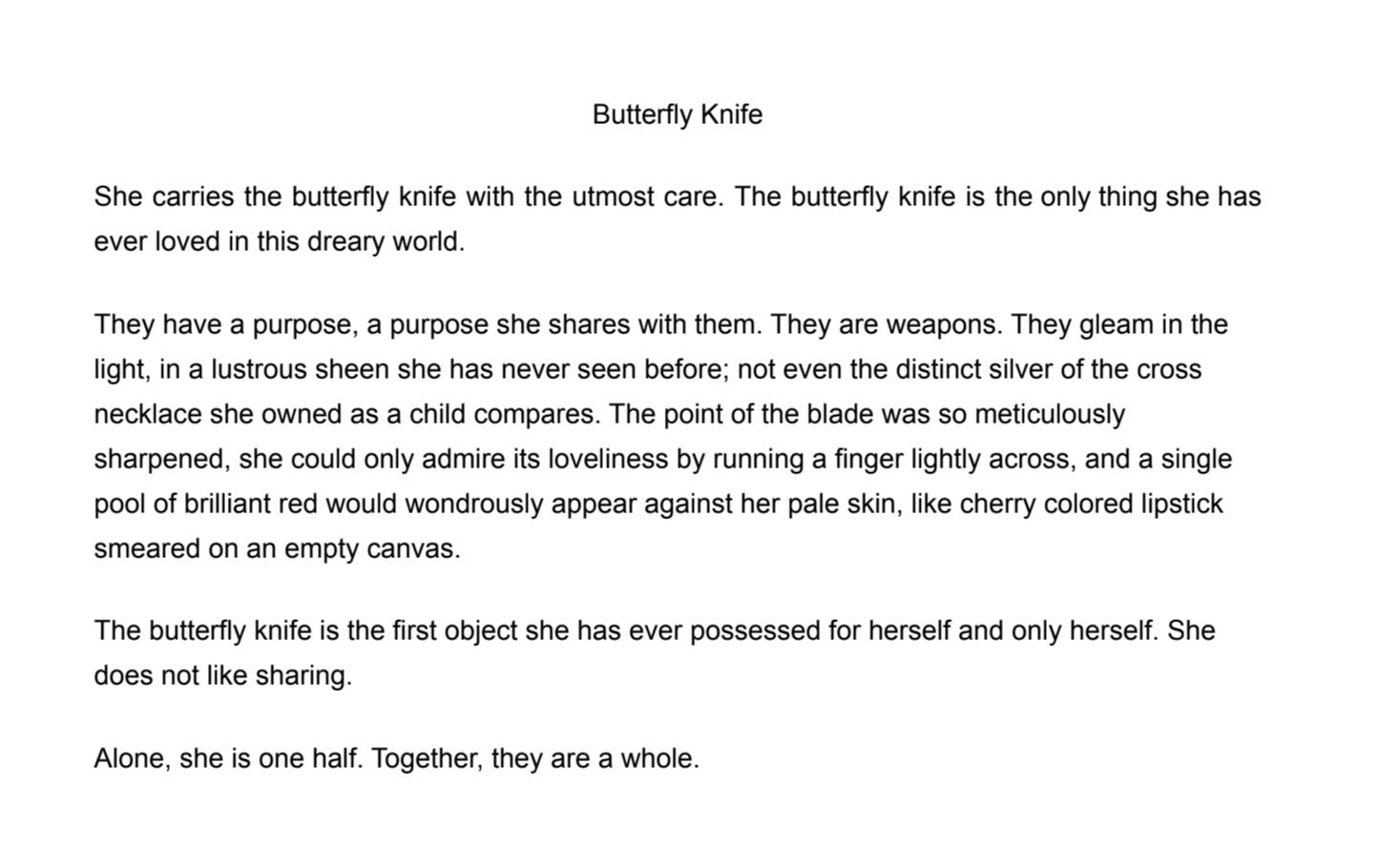Butterfly Knife (Prose Poem)
