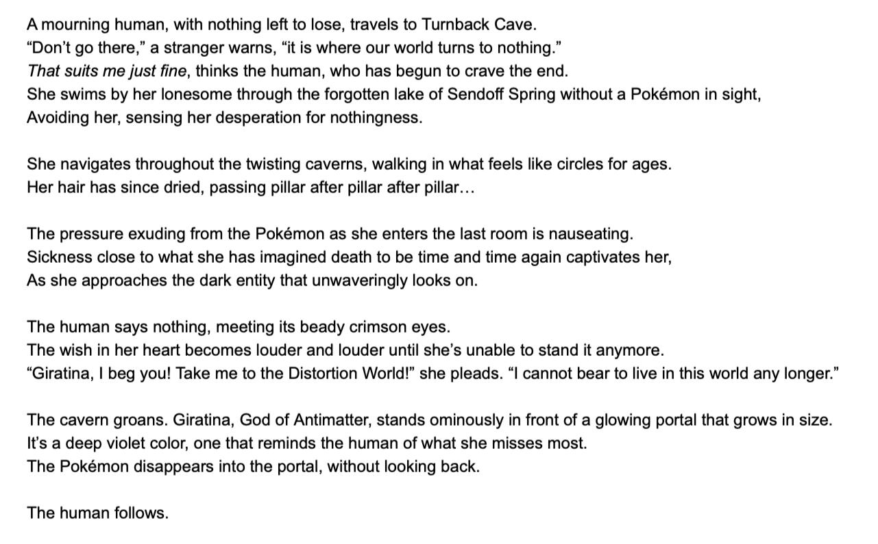 Sinnoh Legendaries Pt. 4 (Prose Poem)